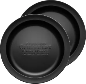 Stainless Steel Camping Plates 2pcs Set, Insulated Dinnerware Portable Cookware, for Outdoor Camping Hiking BBQ Picnic Home, Black