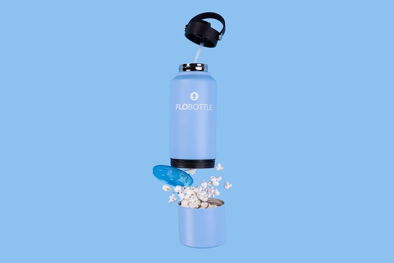 Stainless Steel Insulated Water Bottle, 28 Oz, Leak Proof, BPA-Free with Storage Compartment (Oceana Blue)