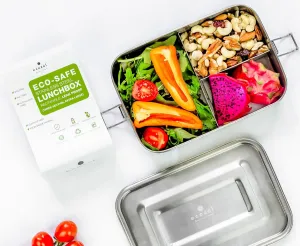 Stainless Steel Lunch Box, Leak Proof 3 Compartment, Medium | Redesigned Silicone Seal | Sustainable Zero Waste Eco Friendly Bento Box Food Storage Container