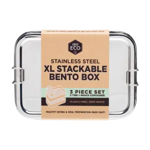 Stainless Steel Stackable XL Bento Box (3 piece) - 1900ml