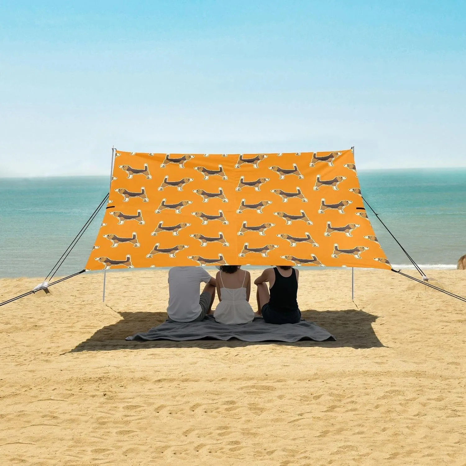 Standing Cute Beagle Dog Beach Camping Tent Sun Shelter for Whole Family, Beach Shade Canopy with UPF50  UV Protection,Easy Set Up and Carry,Outdoor Shade for Trips, Fishing, Backyard Fun Picni