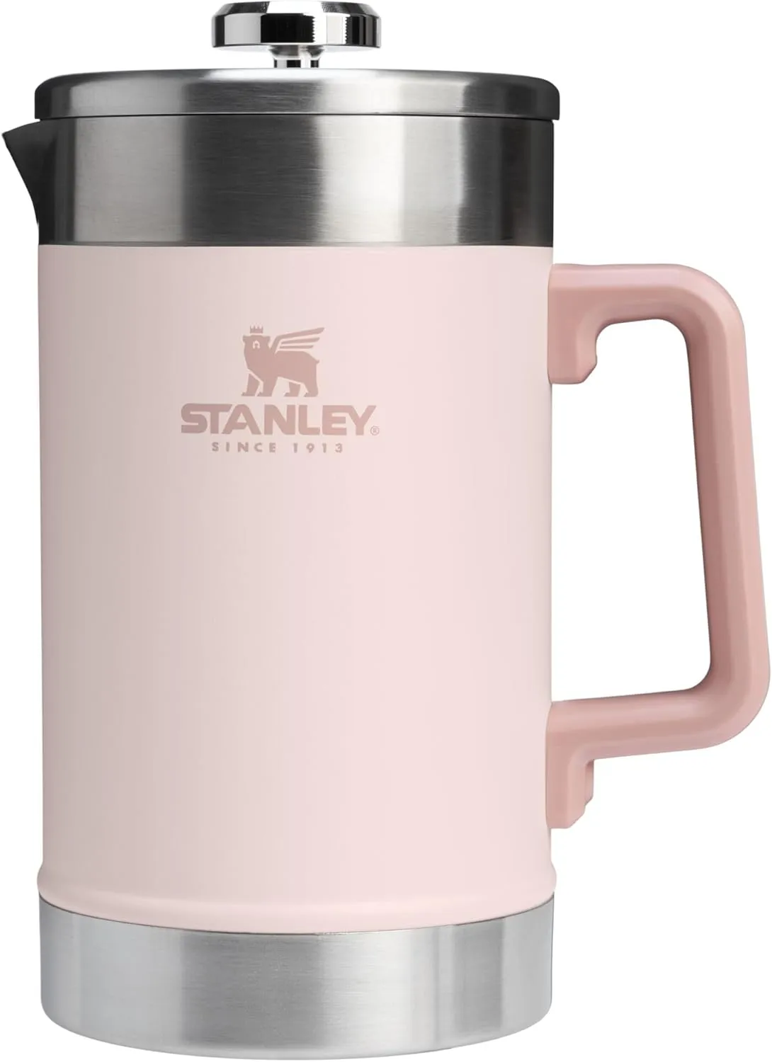 Stanley Classic Stay-Hot French Press Coffee Maker 48 oz | 5 Minute Brew, 4 Hours Hot | Mesh Filter for Coffee Grounds | Insulated Stainless Steel French Press | BPA-Free | Rose Quartz