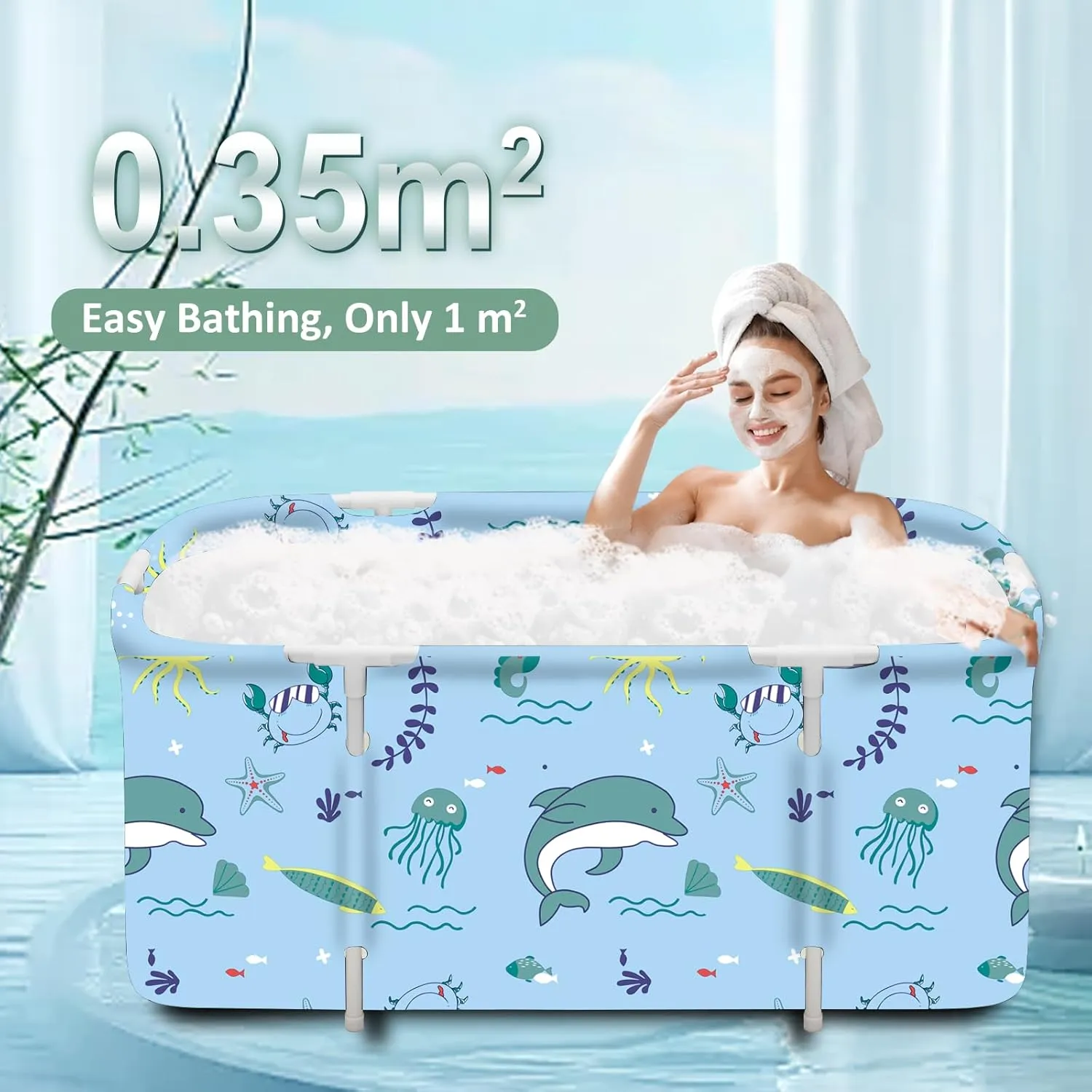 STARBRILLIANT Portable Foldable Bathtub,Soaking Standing Bath Tub for Shower Stall, Easy to Assemble Collapsible Bathtub, Suitable for Travel, Camping and Outdoor Activities