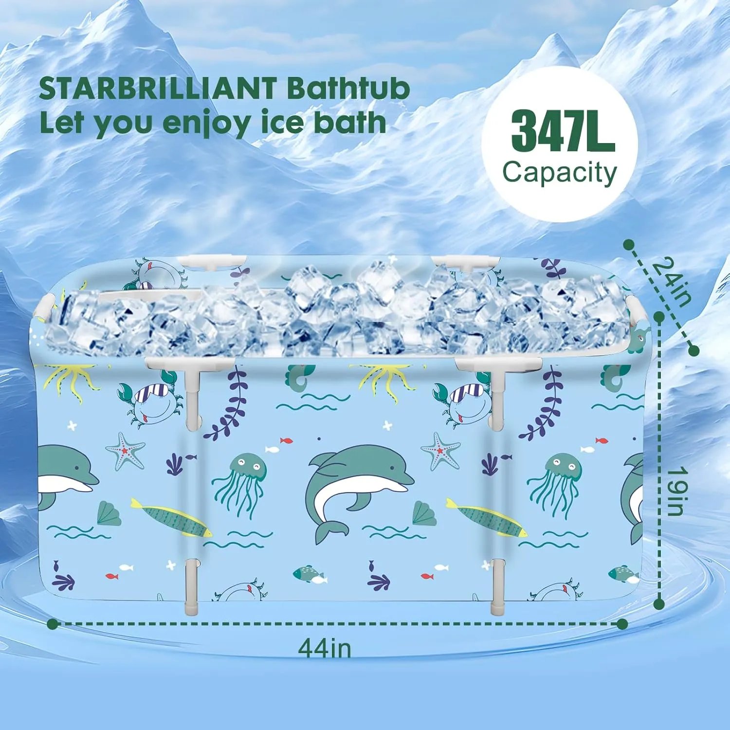 STARBRILLIANT Portable Foldable Bathtub,Soaking Standing Bath Tub for Shower Stall, Easy to Assemble Collapsible Bathtub, Suitable for Travel, Camping and Outdoor Activities