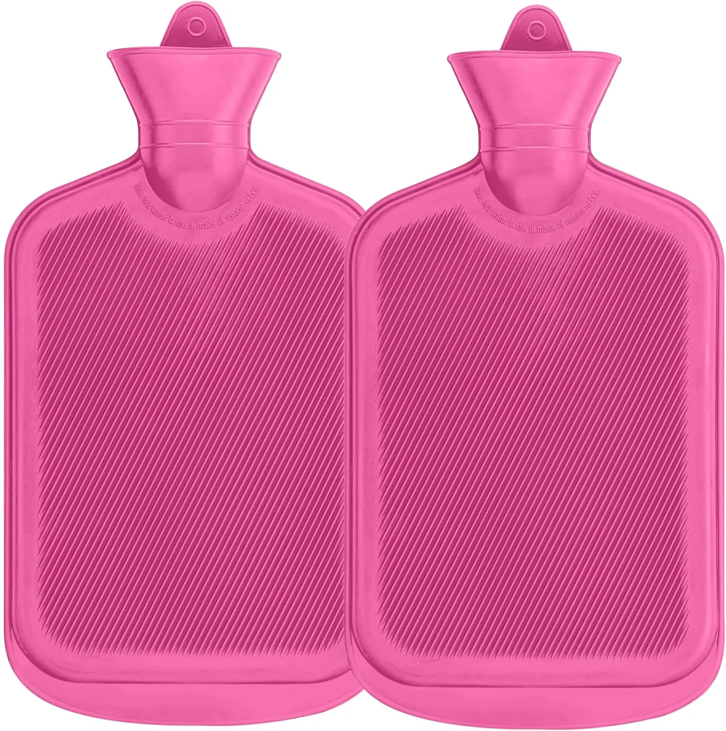 SteadMax [2 Pack] Hot Water Bottles, 2L (68oz) Natural Rubber -BPA Free- Durable Large Hot Water Bag for Hot Compress and Heat Therapy, Pain Relief Heating Pad, (Pink)