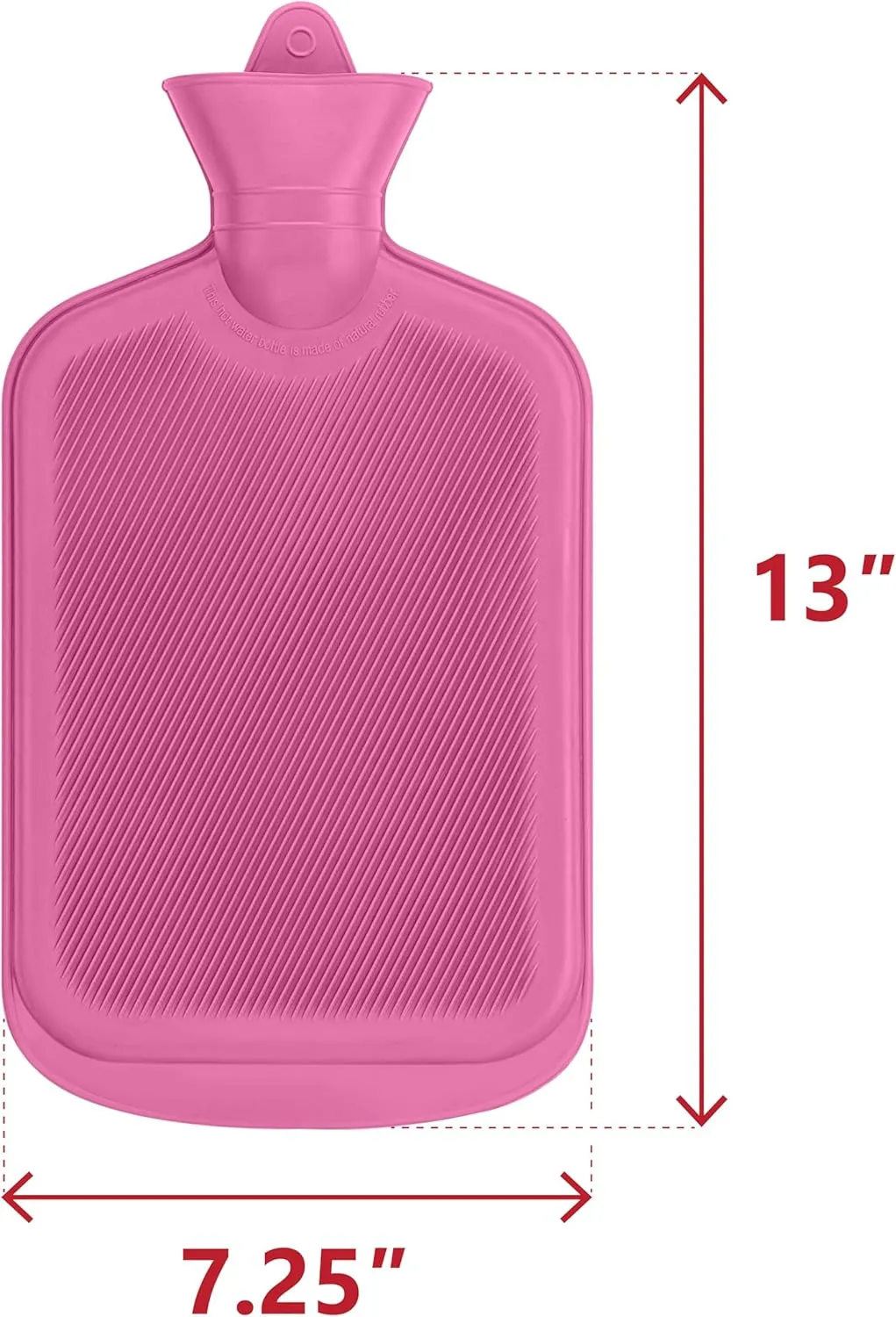 SteadMax [2 Pack] Hot Water Bottles, 2L (68oz) Natural Rubber -BPA Free- Durable Large Hot Water Bag for Hot Compress and Heat Therapy, Pain Relief Heating Pad, (Pink)