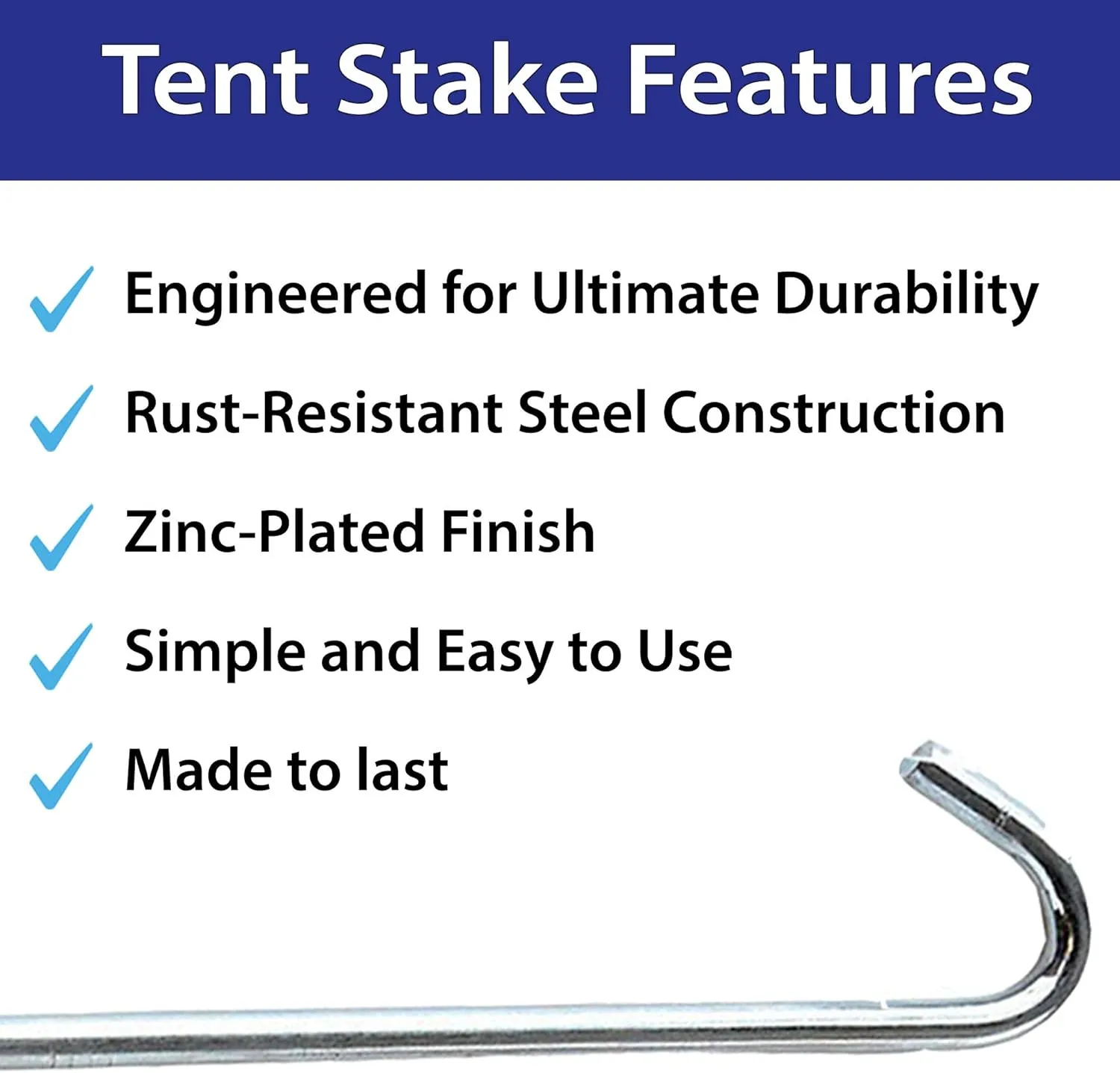 Steel Tent Stakes - Heavy-Duty Ground Hook Spikes, Metal Anchors for Commercial Inflatables, Outdoor Camping Canopy, Fence, Garden, Tent Accessories, 5/8" Diameter x 24" Length, 100-Pack