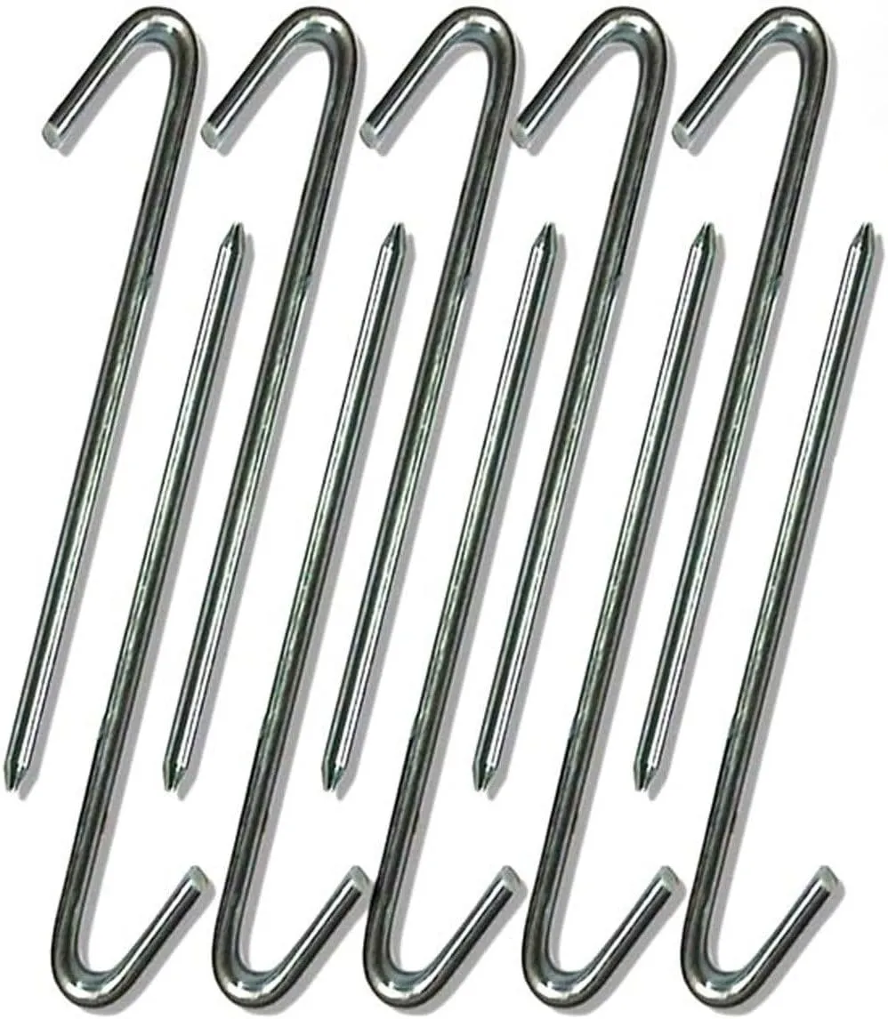 Steel Tent Stakes - Heavy-Duty Ground Hook Spikes, Metal Anchors for Commercial Inflatables, Outdoor Camping Canopy, Fence, Garden, Tent Accessories, 5/8" Diameter x 24" Length, 100-Pack