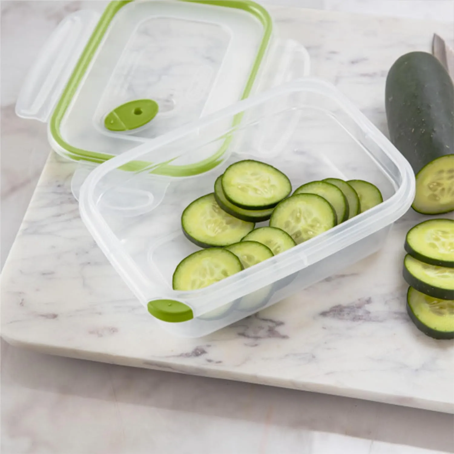 STERILITE 0311 Ultra Seal 3.1 Cup Rectangle Food Storage Container, Clear Green, See Through Lid & Base With New Leaf Accents