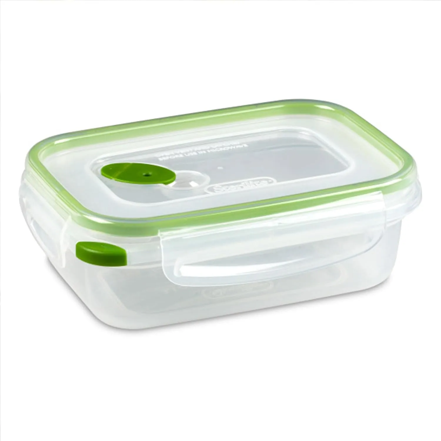 STERILITE 0311 Ultra Seal 3.1 Cup Rectangle Food Storage Container, Clear Green, See Through Lid & Base With New Leaf Accents