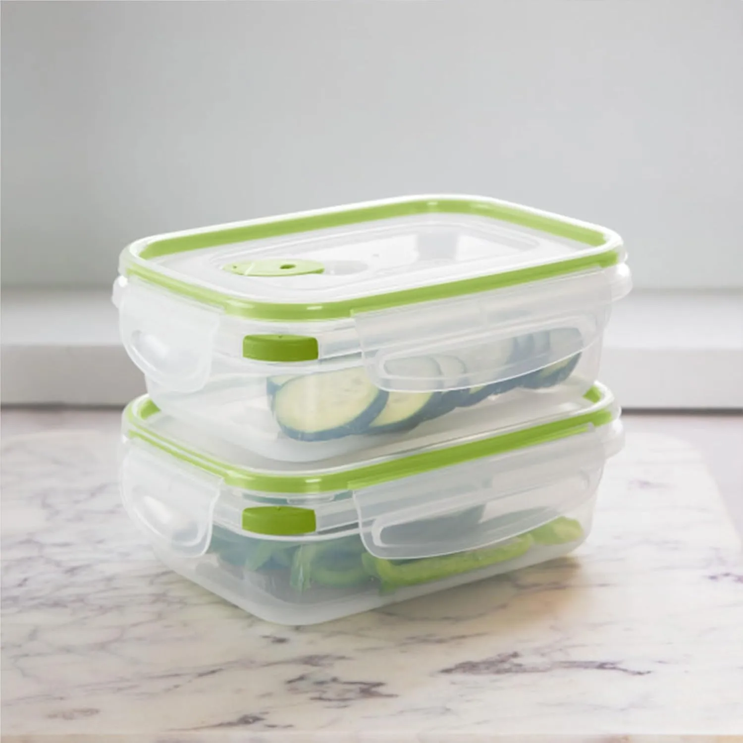 STERILITE 0311 Ultra Seal 3.1 Cup Rectangle Food Storage Container, Clear Green, See Through Lid & Base With New Leaf Accents