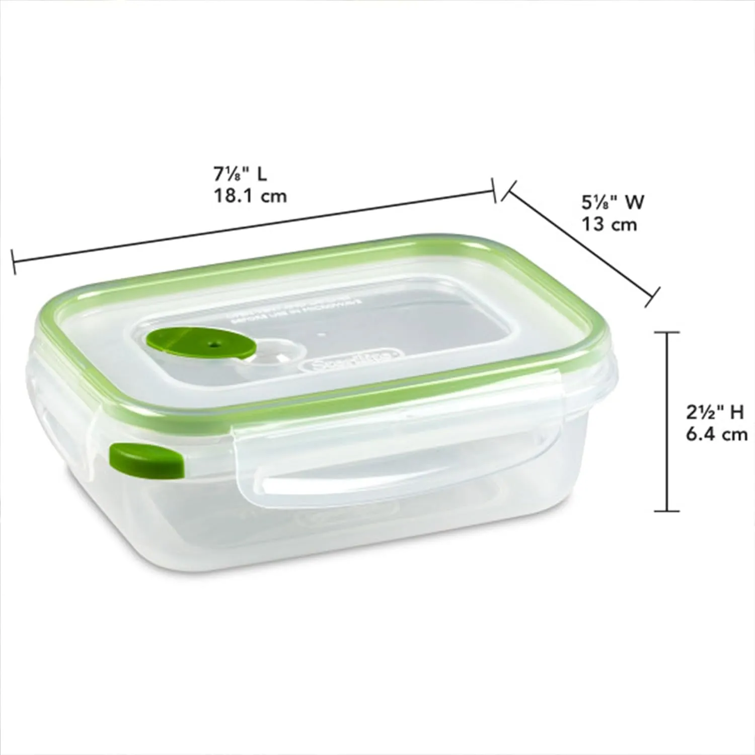 STERILITE 0311 Ultra Seal 3.1 Cup Rectangle Food Storage Container, Clear Green, See Through Lid & Base With New Leaf Accents