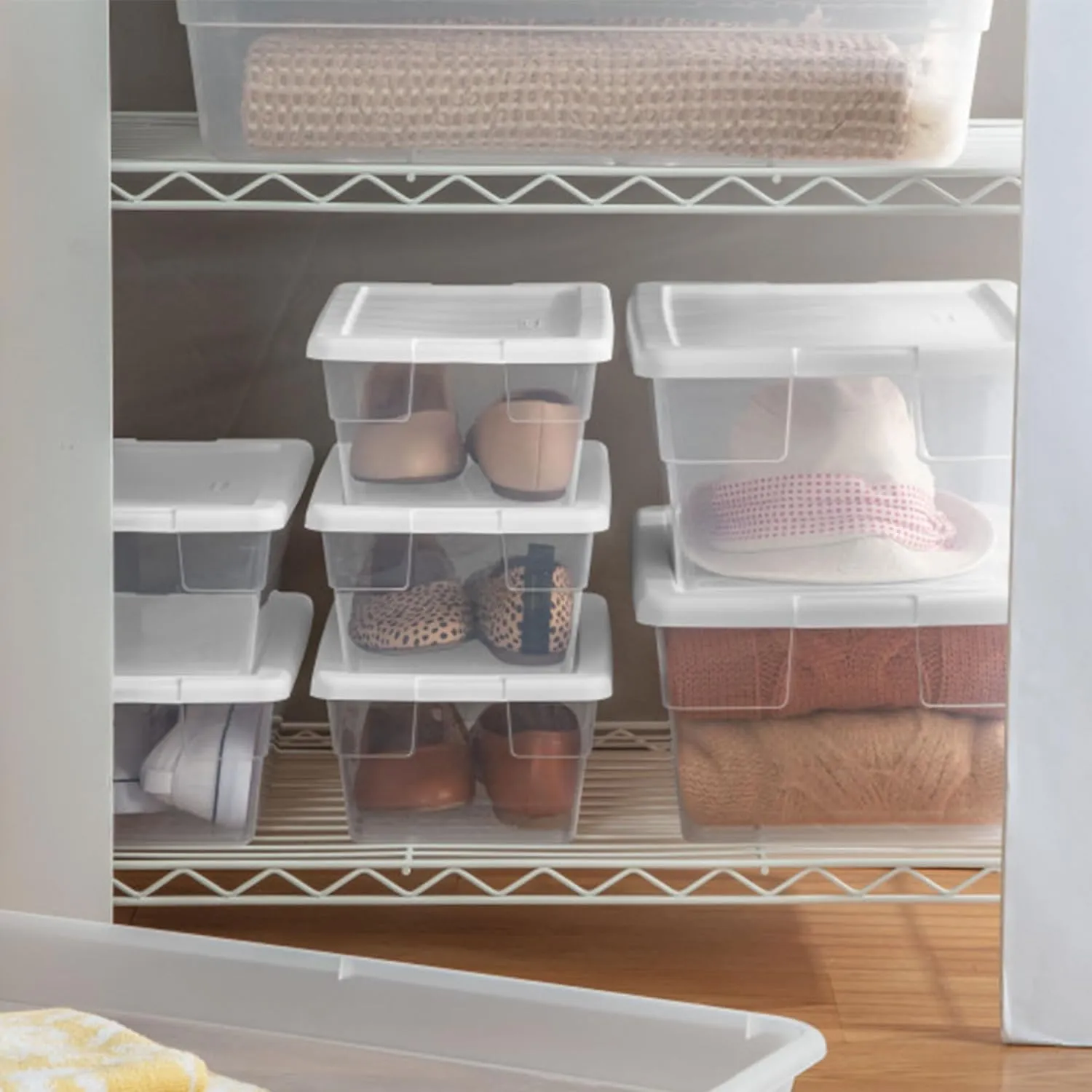 Sterilite 12-Pack Storage Box, Stackable Clear Plastic Bins with Snap-On Lids, 16 Quart