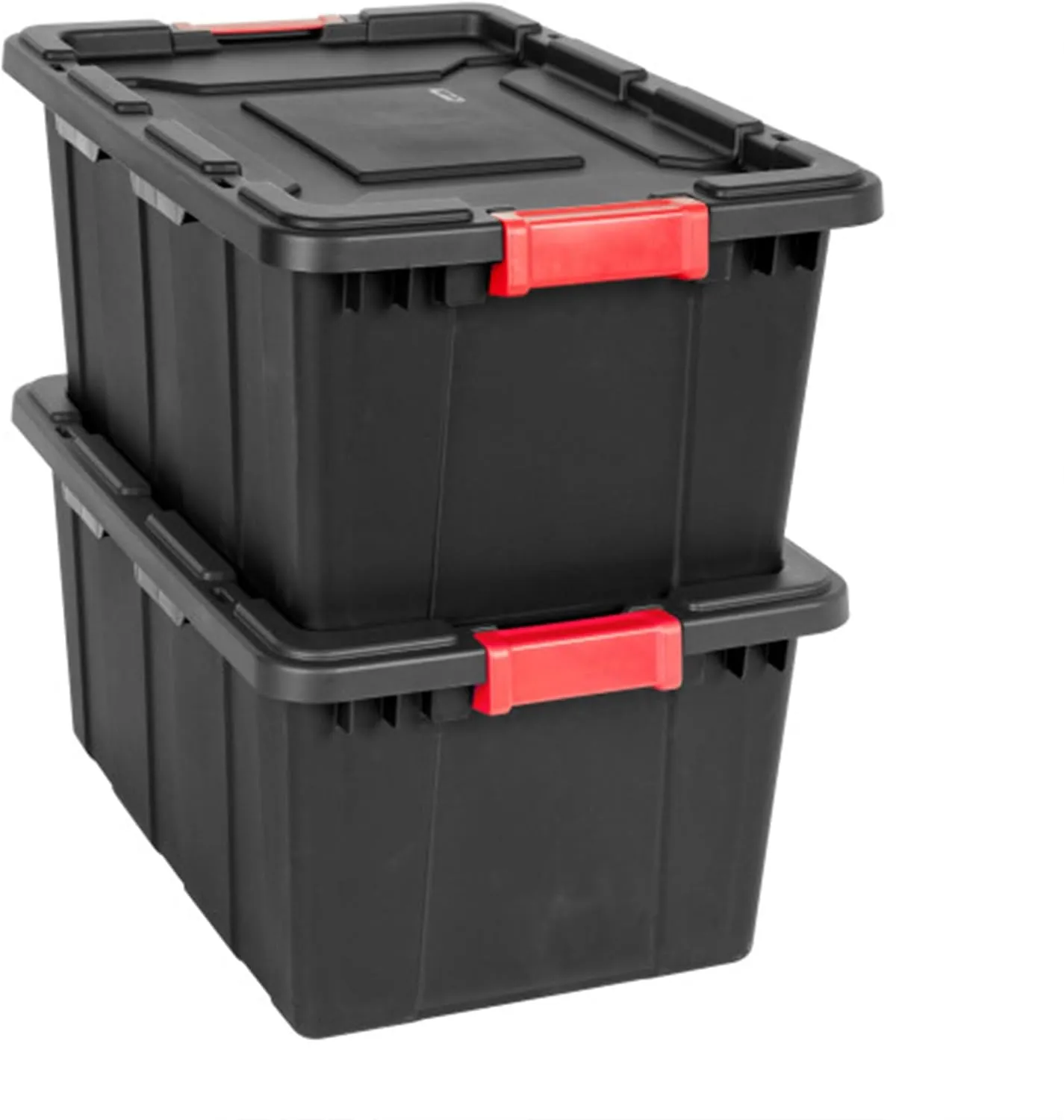 Sterilite 6-Pack Industrial Tote, Heavy-Duty Plastic Garage Storage Bins with Latching Lid, Black, 15 Gallon