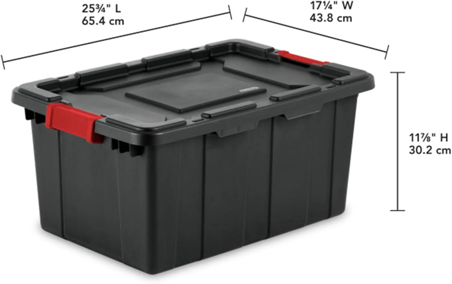 Sterilite 6-Pack Industrial Tote, Heavy-Duty Plastic Garage Storage Bins with Latching Lid, Black, 15 Gallon