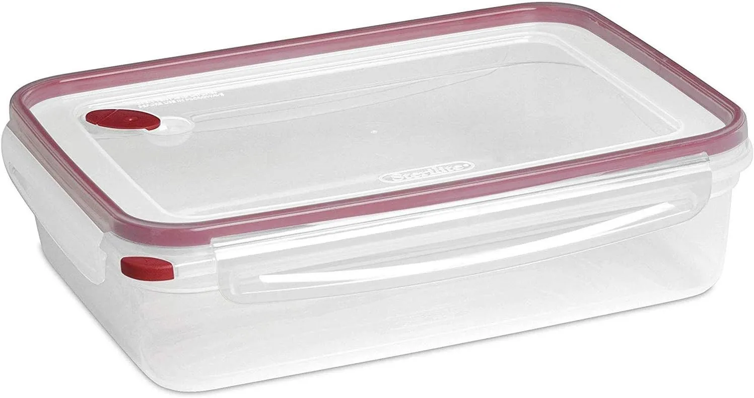 Sterilite Ultra-Seal 16 Cup Rectangle, Airtight Food Storage Container, Latching Lid, Microwave and Dishwasher Safe, Clear With Blue Gasket, 1-Pack