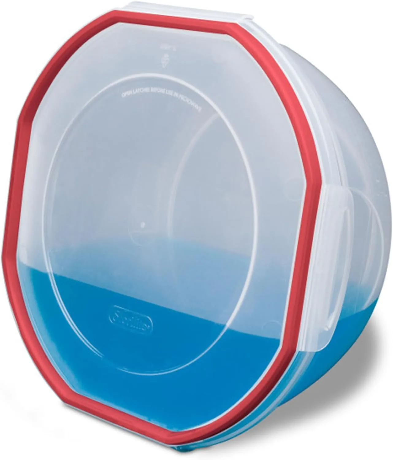 Sterilite Ultra-Seal 8.1 Qt Bowl, Large Airtight Food Storage Container, Latching Lid, Microwave and Dishwasher Safe, Clear With Red Gasket, 2-Pack