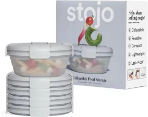 STOJO Collapsible Bowl 5 Set - Translucent Cashmere, 36oz - Reusable Silicone Bowl for Hot and Cold Food - Perfect for Travel, Meal Prep, To-Go Lunch, Camping & Hiking - Microwave & Dishwasher Safe