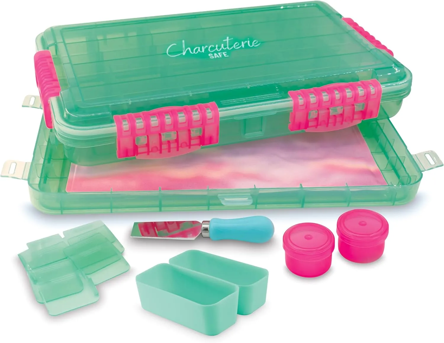 SubSafe Charcuterie Safe 2.0 Waterproof Tackle Box, Snack Storage for Beach & Parties, BPA-Free, Seafoam Green
