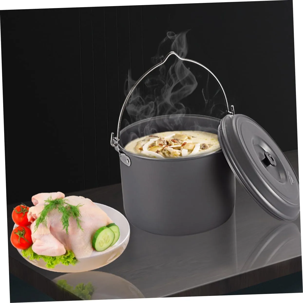 SUPVOX 2 Pcs Outdoor Pot Cooking Pot Camping Frying Pan Picnic Cookware Grill Kit Grilling Accessories Camping