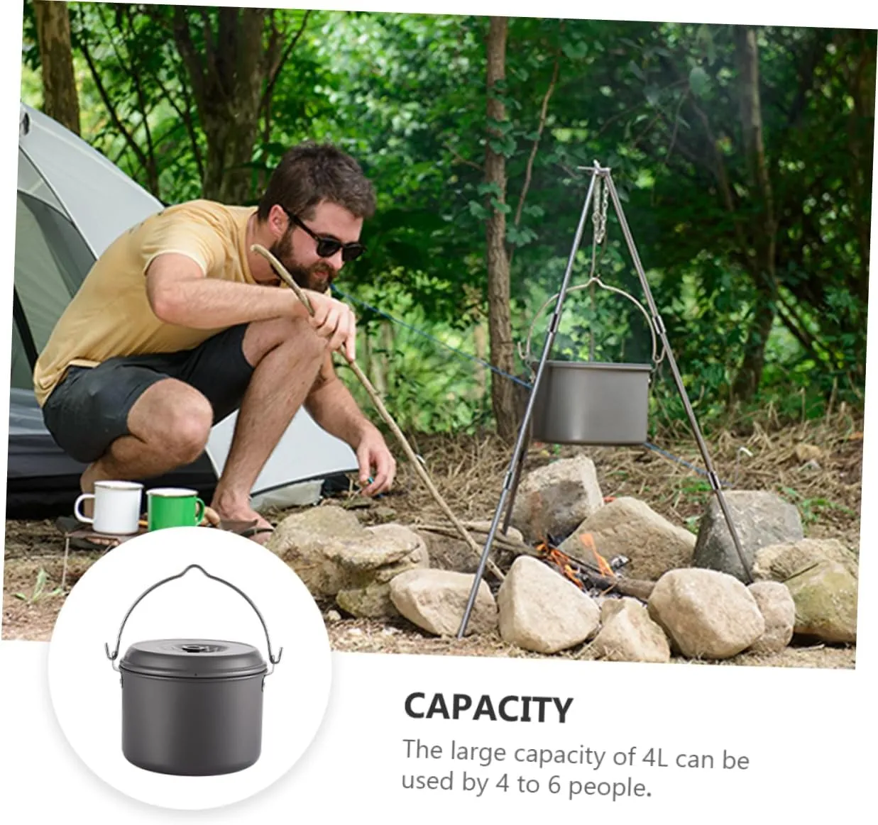 SUPVOX 2 Pcs Outdoor Pot Cooking Pot Camping Frying Pan Picnic Cookware Grill Kit Grilling Accessories Camping