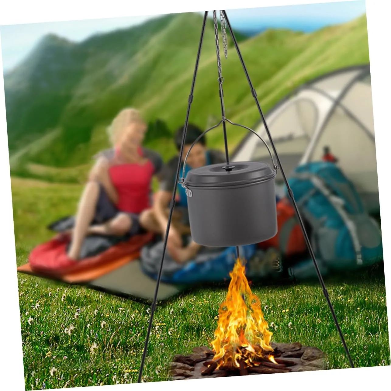 SUPVOX 2 Pcs Outdoor Pot Cooking Pot Camping Frying Pan Picnic Cookware Grill Kit Grilling Accessories Camping