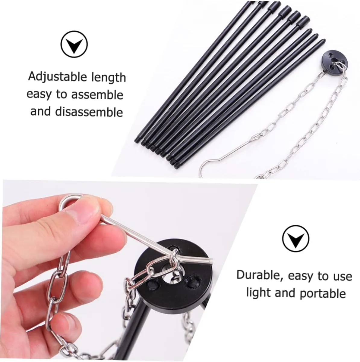 SUPVOX Essential Camping Gear 3-piece Camping Tripod Rack Sturdy Campfire Stand Storage Pouch