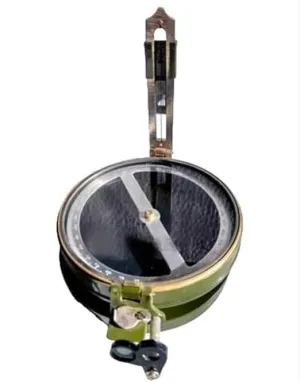 Surveying Compass, 4-Inch Brass, Folding Tripod, Lithium Battery Powered, Black