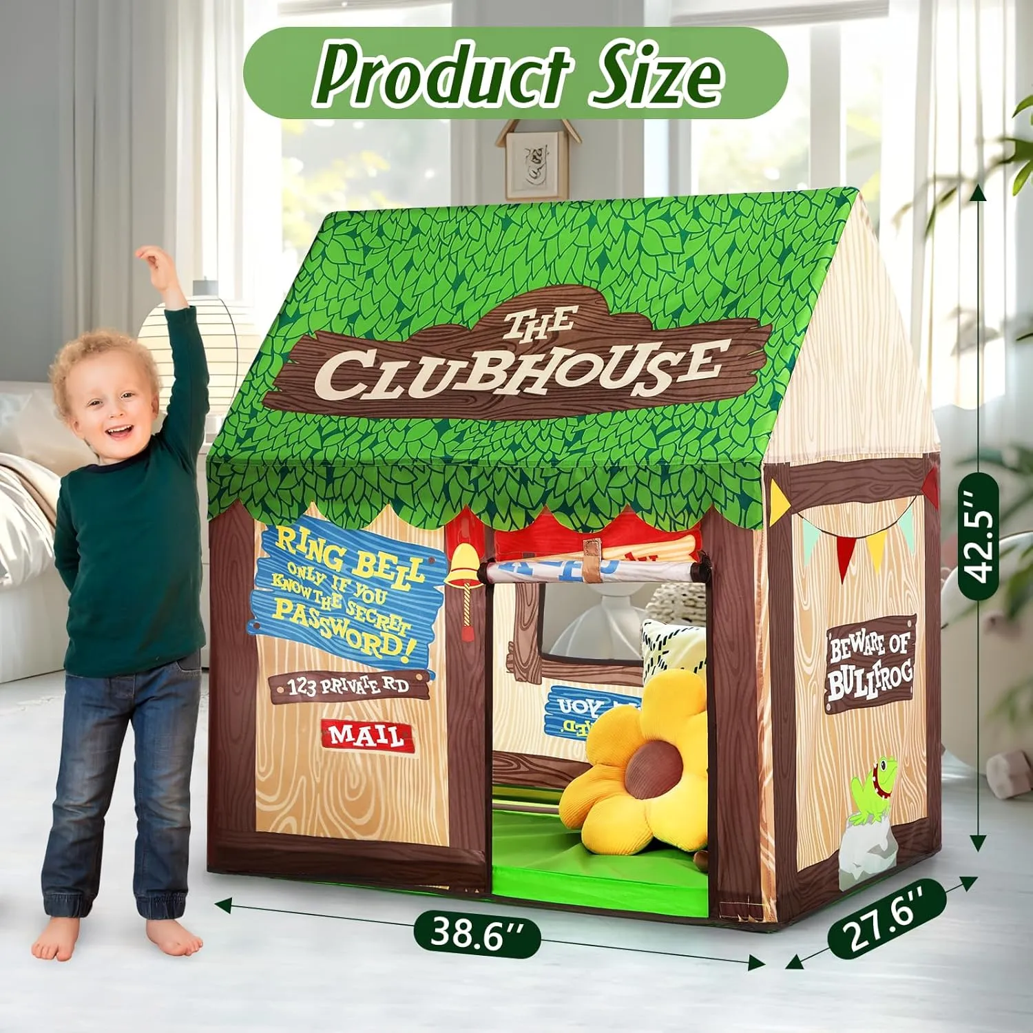 SweHouse Kids Play Tent Indoor: Clubhouse Tent for Kids with Roll-up Door and Windows for Outdoor Games - Boys Tent Playhouse Toddlers Toys Tent for Birthday Gifts