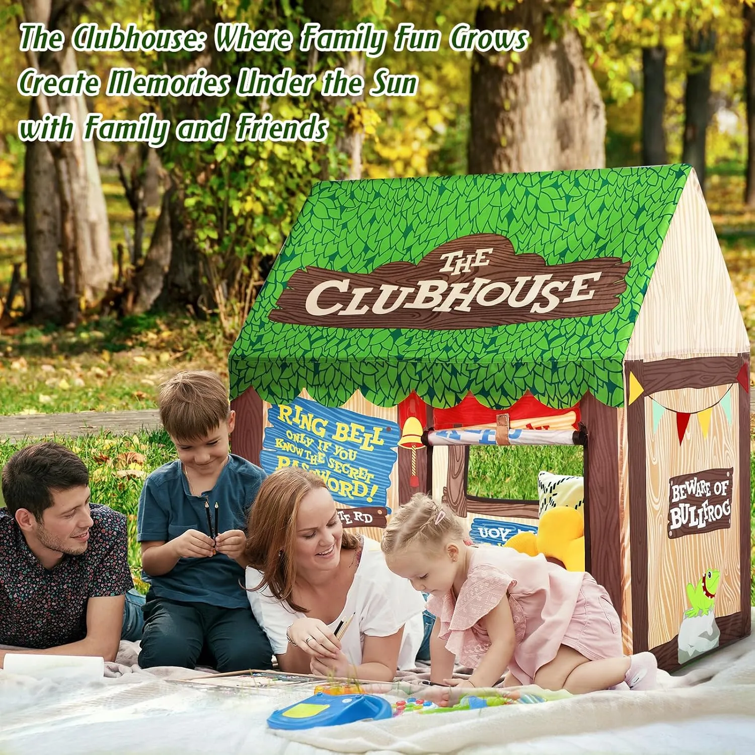 SweHouse Kids Play Tent Indoor: Clubhouse Tent for Kids with Roll-up Door and Windows for Outdoor Games - Boys Tent Playhouse Toddlers Toys Tent for Birthday Gifts