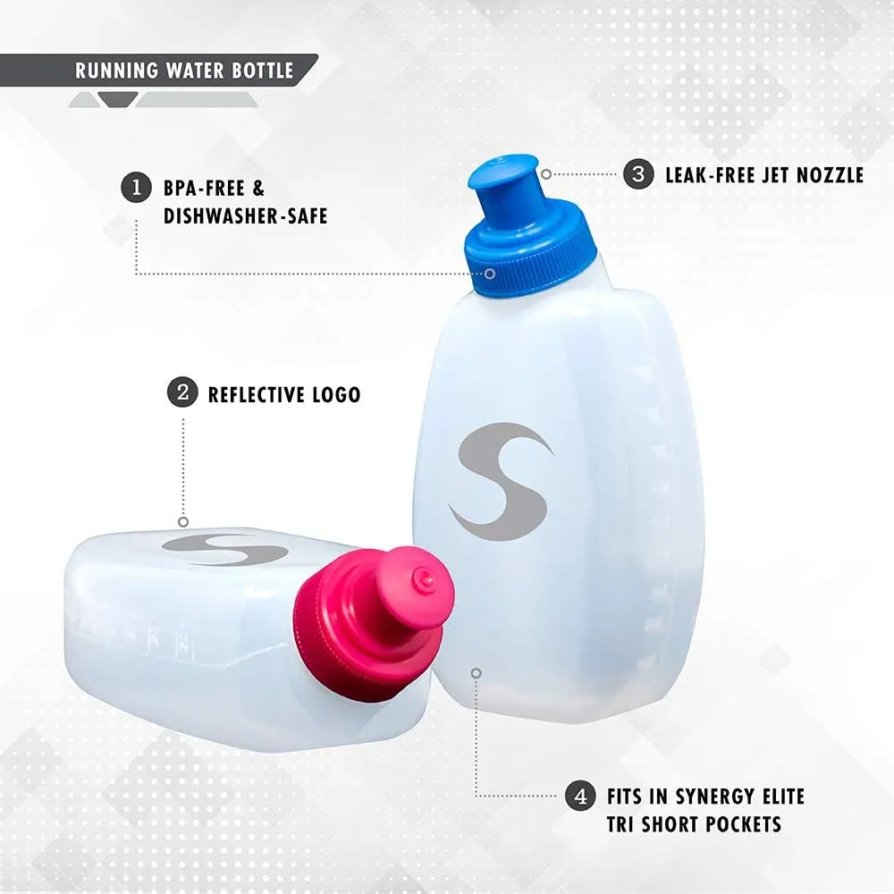 Synergy Reusable Handheld Hydration Running Water Bottles (4-Pack) (6oz 4-Pack, Blue)
