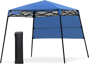 Tangkula 7x7 Ft Pop Up Canopy, Slant Leg Outdoor Canopy with Carry Bag & 4 Stakes, Compact Portable Canopy Tent for Hiking Camping Fishing & Picnic (7'x7' Base, 6'x6' top)
