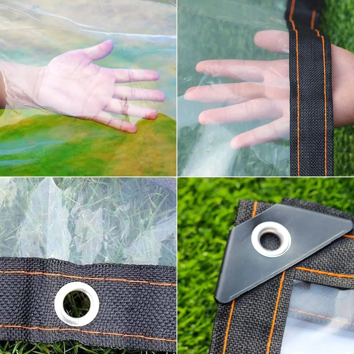 Tarps Waterproof 3x30ft, Tarpaulin with Grommets, Clear Poly Tarp, Transparent Tarpaulin Heavy Duty, Windproof Rainproof Foldable for Outdoor Camping