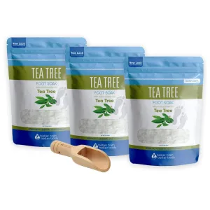 Tea Tree Foot Soak (3-Pack) Epsom Salt with Natural Tea Tree, Lavender and Eucalyptus Essential Oils Plus Vitamin C in BPA Free Pouch 6-Lbs Total