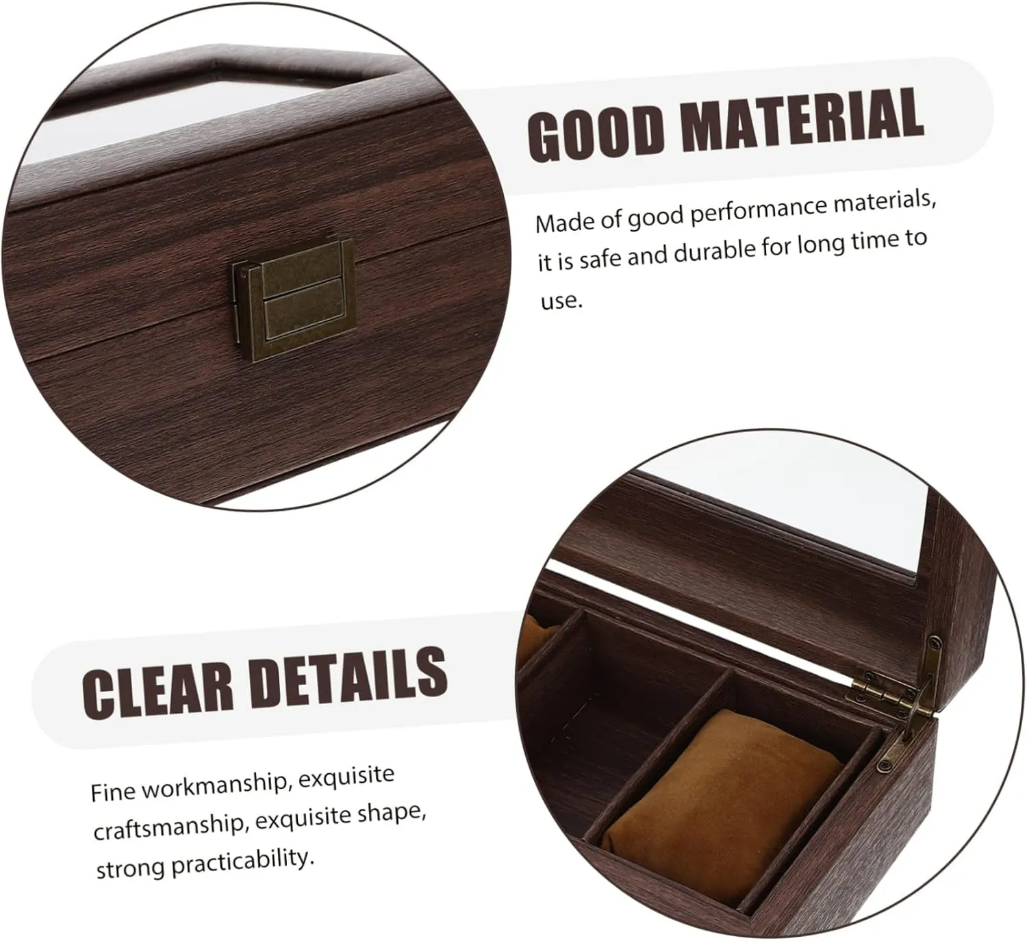TENDYCOCO Box Men Handbags Vanity Pastry Display Winder Organiser Holder Automatic Watch for Watches Pocket Gold Organizer Clear with Collapsible Spinner Jewelry Chain Digital Brown Glass