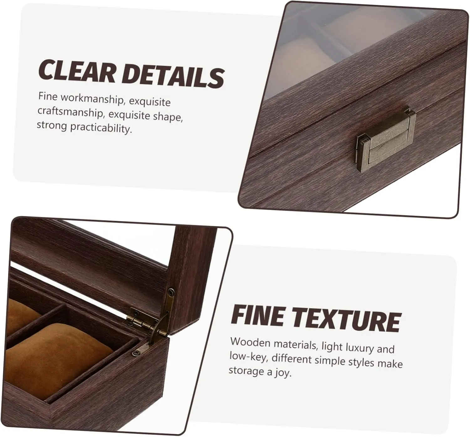 TENDYCOCO Box Men Handbags Vanity Pastry Display Winder Organiser Holder Automatic Watch for Watches Pocket Gold Organizer Clear with Collapsible Spinner Jewelry Chain Digital Brown Glass