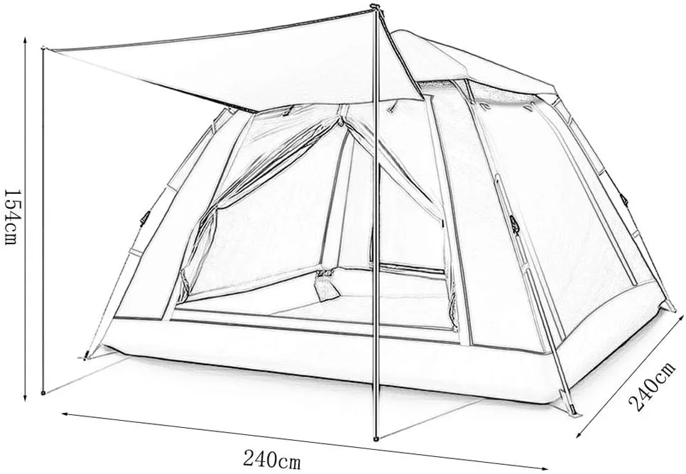 Tent Windproof Waterproof Tent Camping Pop-up Automatic 3-4 People Family Tent Thicken Rainproof Lightweight Outdoor Camping Supplies Easy Large Capacity