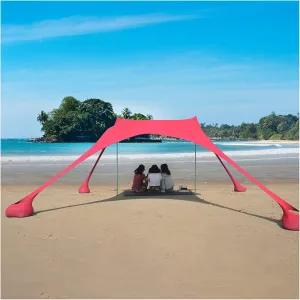 Tents Beach Tent, Camping Tarp Sun Shelter, Portable Lightweight Anti UV Awning Canopy, with 2 Aluminum Poles, 4 Pole Anchors, Sand Shovel Carrying Bag,G