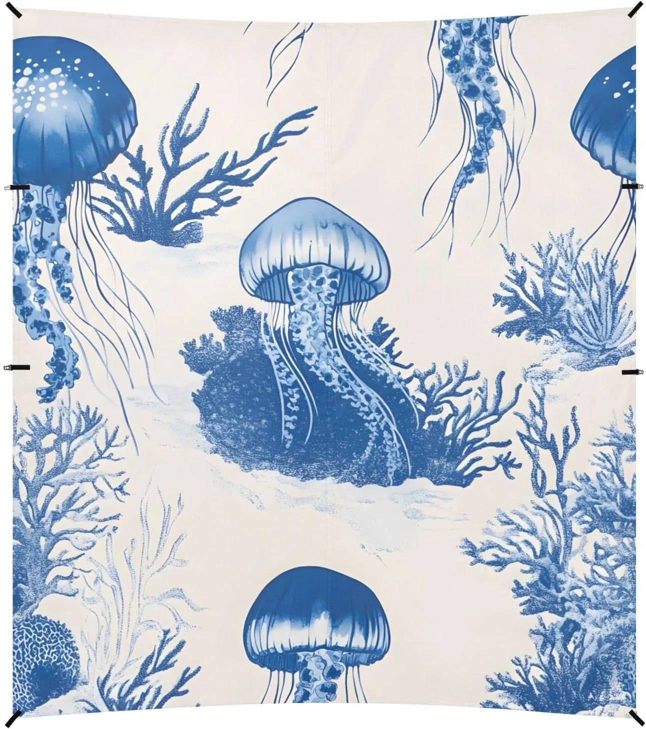 Tents Beach Tent with Sand Anchor, Blue Jellyfish Coral Pattern Portable Canopy Sunshade - 9' x 10' - Sandbags & Reinforced Corners & Stability Poles Sun Shelter Outdoor Camping