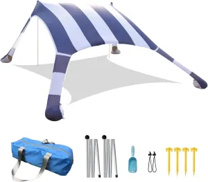 Tents Beach Tent with Sand Anchor, Portable Canopy Sunshade - 2.1m x 2.1m - Reinforced Corners, Camping Tarp Sun Shelter w/Sand Shovel Carrying Bag,G