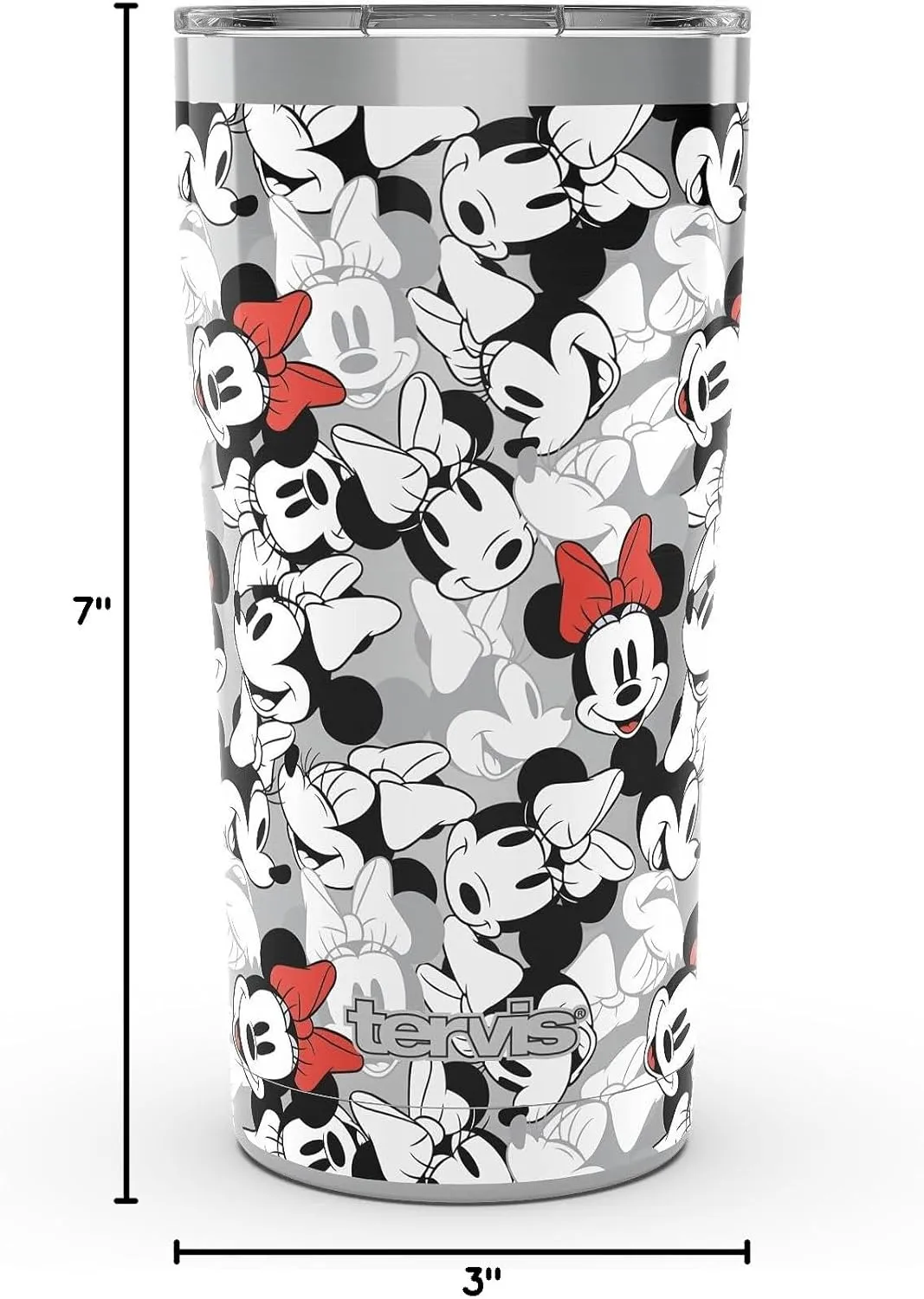 Tervis Disney - Minnie Expressions Triple Insulated Insulated Tumbler Travel Cup Keeps Drinks Cold & Hot, 20oz Legacy, Stainless Steel