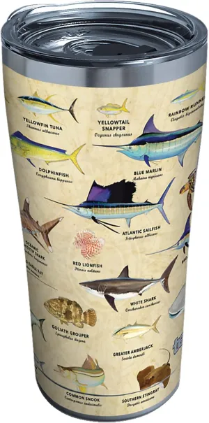 Tervis Guy Harvey Charts Triple Insulated Insulated Tumbler Travel Cup Keeps Drinks Cold & Hot, 20oz Legacy, Stainless Steel