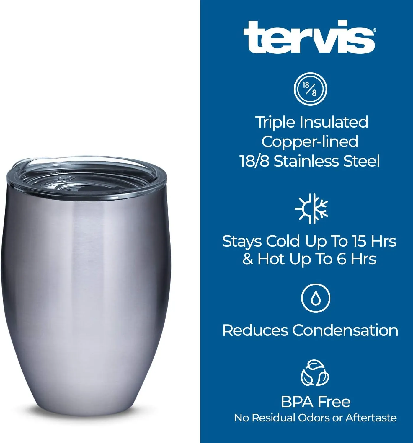 Tervis Powder Coated Stainless Steel Triple Walled Insulated Tumbler Travel Cup Keeps Drinks Cold & Hot, 12oz, Deepwater Blue