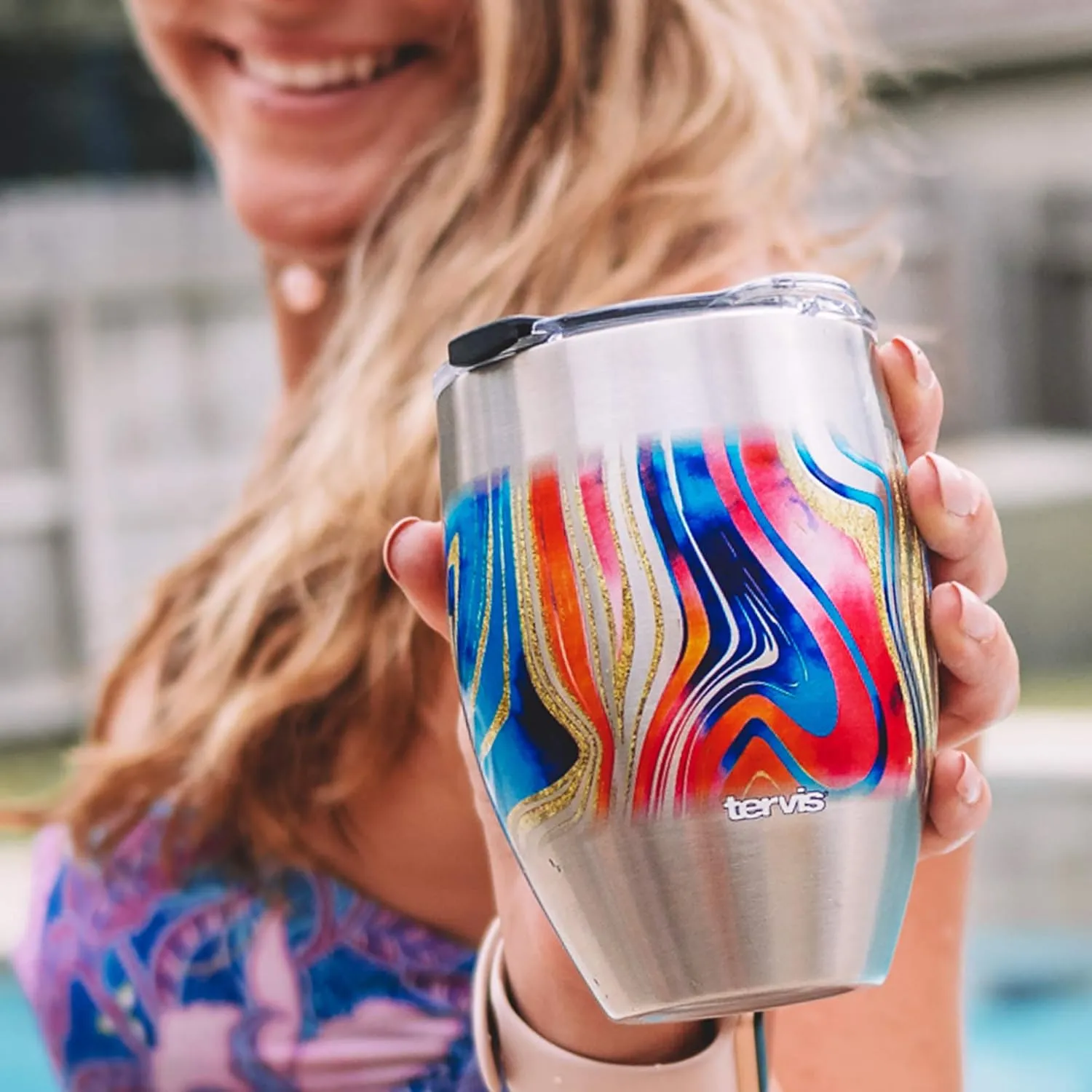 Tervis Powder Coated Stainless Steel Triple Walled Insulated Tumbler Travel Cup Keeps Drinks Cold & Hot, 12oz, Deepwater Blue