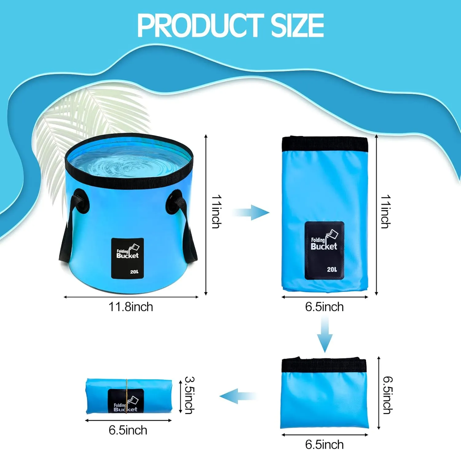 Tessco 4 Pcs 20L Collapsible Bucket with Handle 5 Gallon Portable Collapsible Folding Bucket Foldable Water Container for Camping Hiking Fishing Car Washing