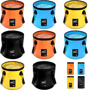 Tessco 8 Pcs Collapsible Bucket with Handle Collapsible Sink Camping 5 Gallon Folding Bucket Portable Wash Basin 20 l Camp Water Container for Outdoor Fishing Hiking Traveling Gardening Car Washing