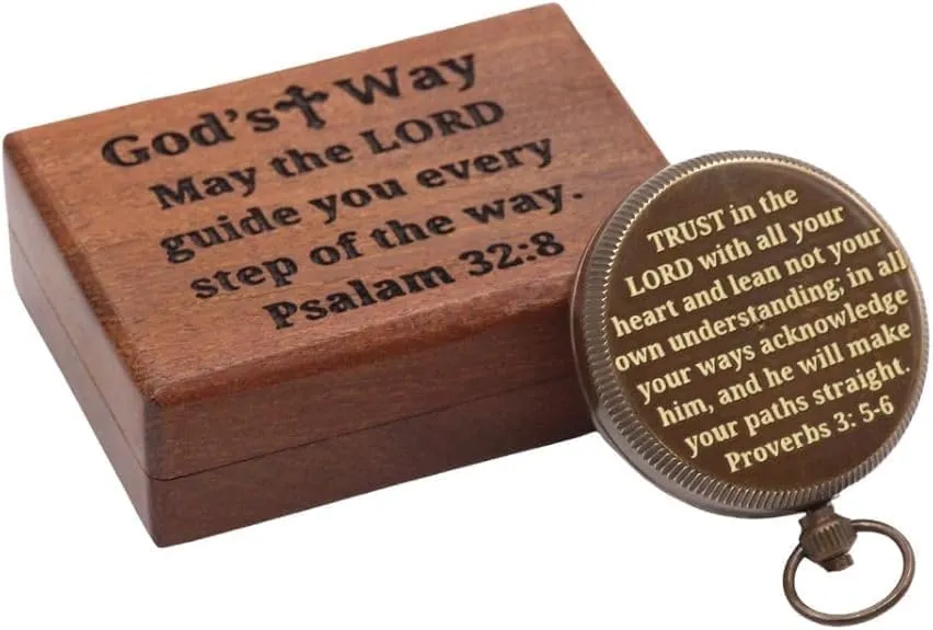 The Vintage Venue Brass Baptism Compass Gift for Son Grandson – Christian Confirmation Communion Catholic Graduation Inspirational Sentimental Keepsake
