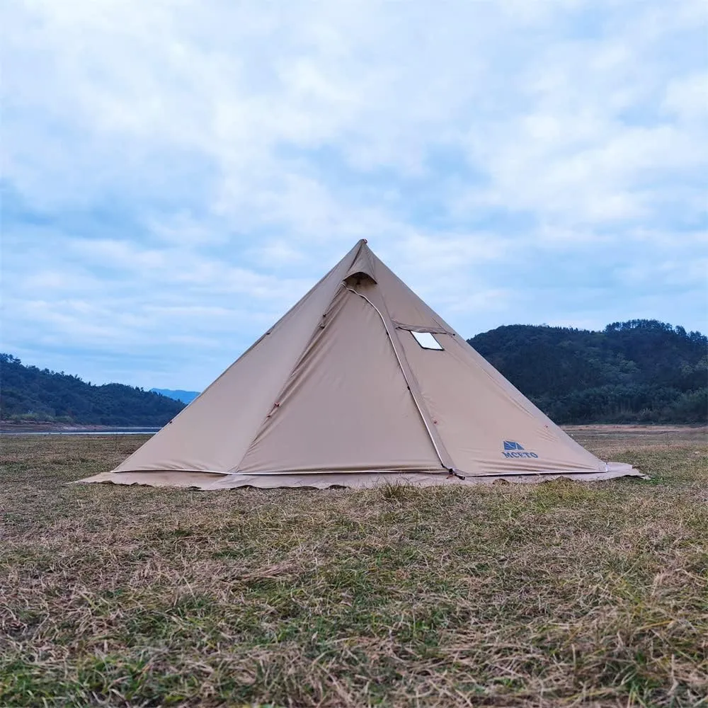 Tipi Hot Tent with Fire Retardant Stove Jack for Flue Pipes, 5~8 Person, Teepee Tents for Family Team Outdoor Backpacking Camping Hiking
