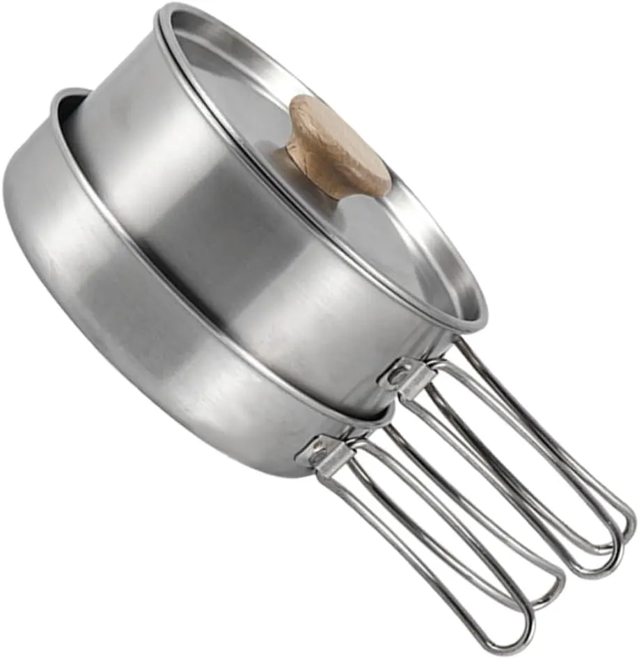 Titanium Camping Cookware Camping Utensil Portable Stainless Steel Frying Pan Professional Cooking Pot