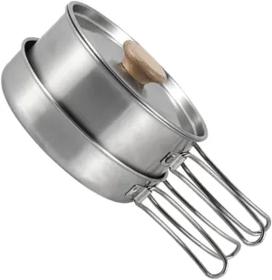 Titanium Camping Cookware Camping Utensil Portable Stainless Steel Frying Pan Professional Cooking Pot